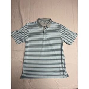 Southern Shirt Mens Performance Polo Blue Striped Short Sleeve Stretch Size S